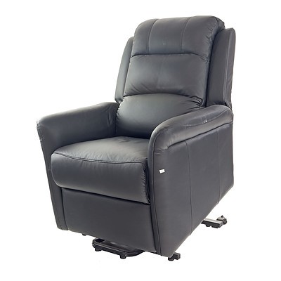 Contemporary Electric Rocker/Recliner in Black Bonded Leather
