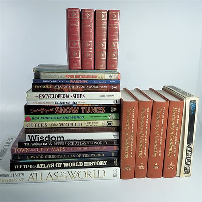 Quantity of Approximately 24 Books Mostly Relating to Maps, Ships and Gardening Including Folio Society Edition of Gibbons Atlas and More