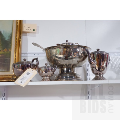 Collection Silverplated Servery incl. 4 pc Silcraft Tea set, Large Punchbowl with Ladle and More (10)