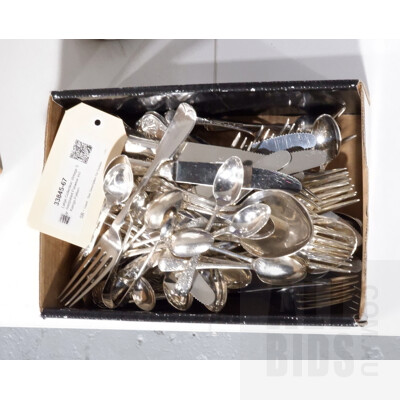 Large Collection Vintage Silver Plated Flatware, Including Kings Pattern and a Set of Teaspoons
