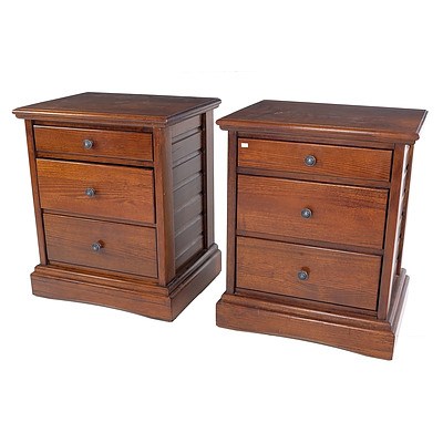 Pair of Vintage R.C. Roberts Solid Ash Three Drawer Bedside Chests