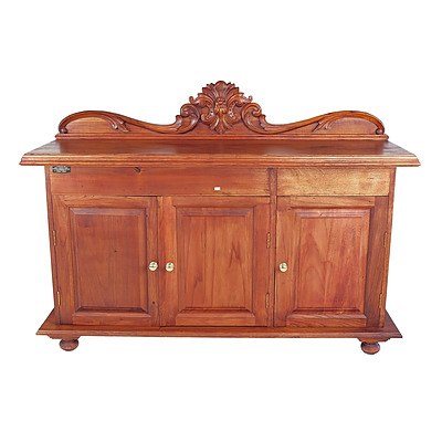 Antique Style Cedar Sideboard with Carved Gallery Back