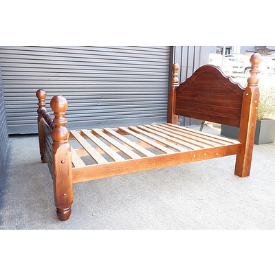 Vintage R.C. Roberts Solid Ash Country Style Queen Bed Frame
