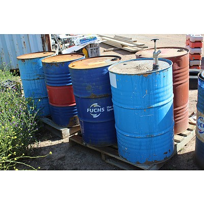 6 x 200 Litre(44 Gallon) Drums of Cement Modifier and Oil/Lubricants