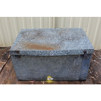 Galvanised Metal Tool Chest and Various Tools