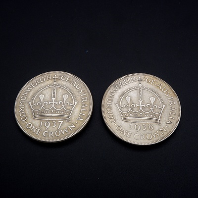 Two Australian Crowns - 1 x 1937, 1 x 1938