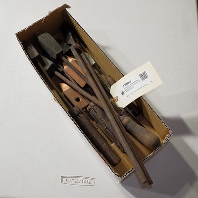 Collection of Early Soldering Irons and an Antique Blacksmiths Tool