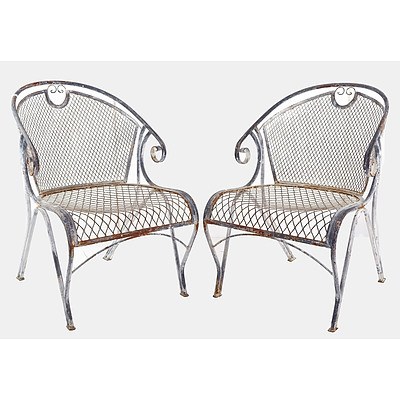 Pair of French Provincial Wrought Iron Outdoor Chairs