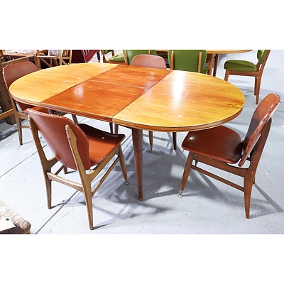 Retro Parker Butterfly Extension Dining Table with Four Vinyl Upholstered Chairs