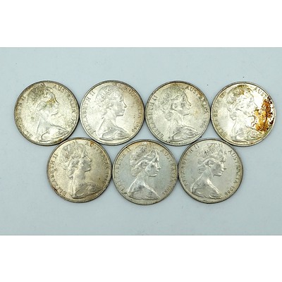 Six Australian 1966 Round 50 Cent Coins