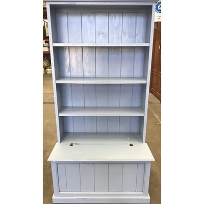 Blue Pine Bookshelf With Storage