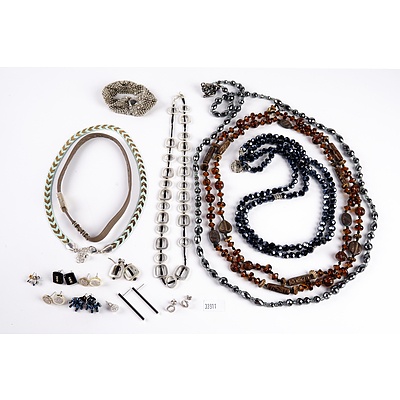 Six Quality Costume Necklaces including Mimco, Silver Ball Mesh Bracelet and Assorted Earrings