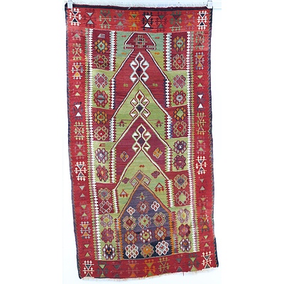 Antique Turkish Hand Woven Wool SivrihiSar Prayer Kilim