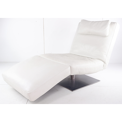 Natuzzi Contemporary White Leather Sun Lounge