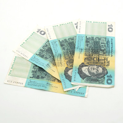 Four Australian Johnston/ Fraser Ten Dollar Notes, UYK, USV, UVE and UTZ