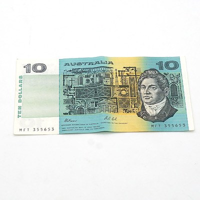 Australian Fraser/ Cole $10 Note, MFT355653