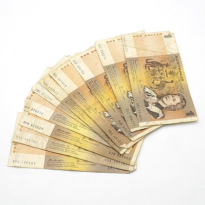 Ten Australian $1 Notes, Knight/Stone, Phillips/Wheeler, Johnston/ Stone