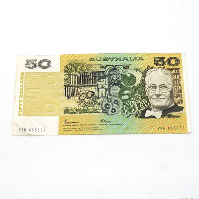 Australian Johnston/ Fraser $50 Note, YRH 685637