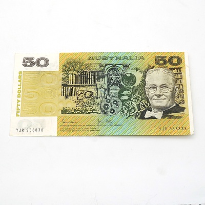 Australian Johnston/ Stone $50 Note, YJR 958838
