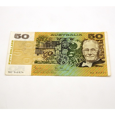 Australian Johnston/ Stone $50 Note, YKC946624
