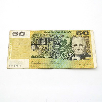 Australian Knight/ Wheeler $50 Note, YCF871577