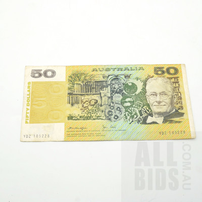 Australian Knight/ Stone $50 Note, YDZ105228