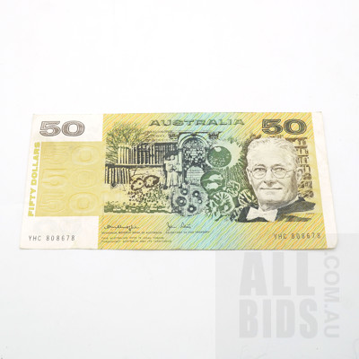 Australian Knight/ Stone $50 Note, YHC808678