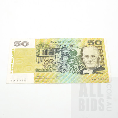 Australian Knight/ Stone $50 Note, YCK674255