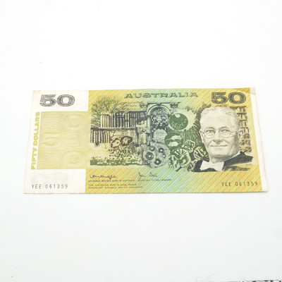 Australian Knight/ Stone $50 Note, YEE061359