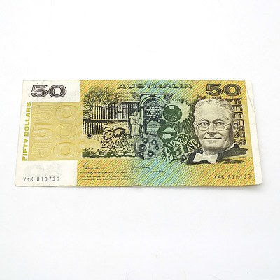 Australian Johnston/ Stone $50 Note, YKK810739