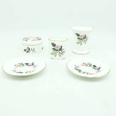 Five Pieces of Wedgwood Bone China in Hathaway Rose Pattern