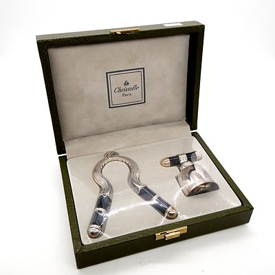 Boxed Christofle Paris Silver Plated Champagne Set