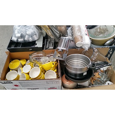 Selection of Commercial Cookware, Glassware and Food Service/Preparation Equipment