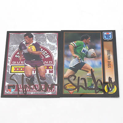 Two 1994 Signed Steve Walters Cards, Canberra Raiders and Mighty Maroons