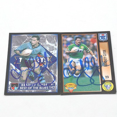 Two 1994 Signed Bradley Clyde Cards, Canberra Raiders and Best of the Blues