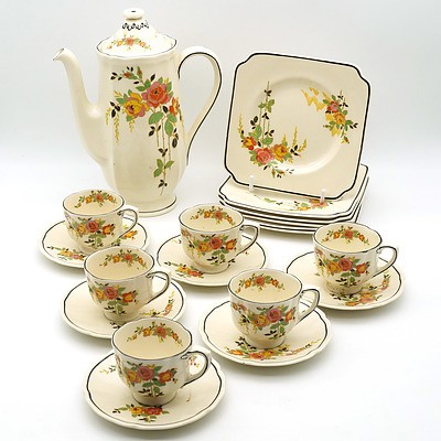 Royal Doulton Rosslyn Pattern Demitasse Service for Six with Sandwich Plates