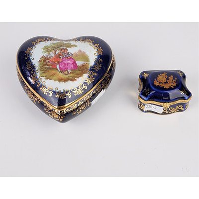 Two French Limoges Porcelain Trinket Boxes