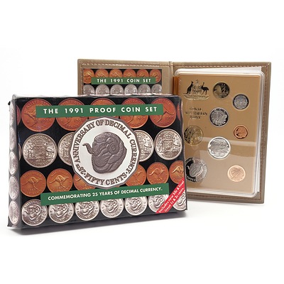 1991 Proof Coin Set, Commemorating 25 Years of Decimal Currency