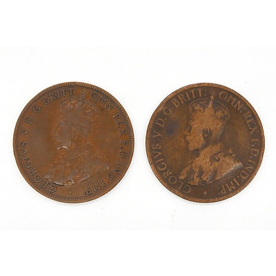 Australian 1915 and 1924 Half Pennies