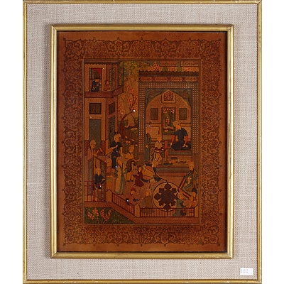 Pair of Indo-Persian Miniature Paintings with Inscriptions, Gouache and Ink on Paper
