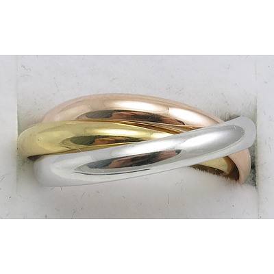 Sterling Silver Russian Wedder, Two Rings Gold-Plated In Yellow & Rose Gold