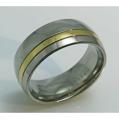 Titanium Ring, Part 18ct Gold Plated