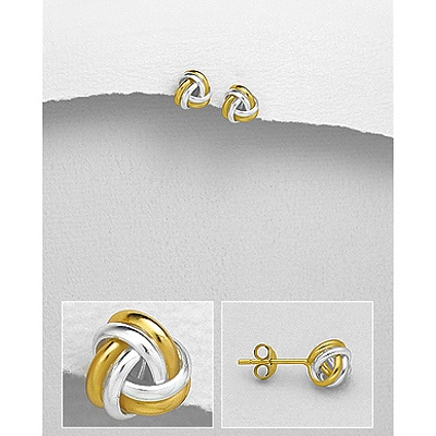 Sterling Silver Earrings, Partly 18ct Gold-Plated