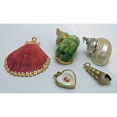 Collection of 5 Natural Shell Charms Or Pendants