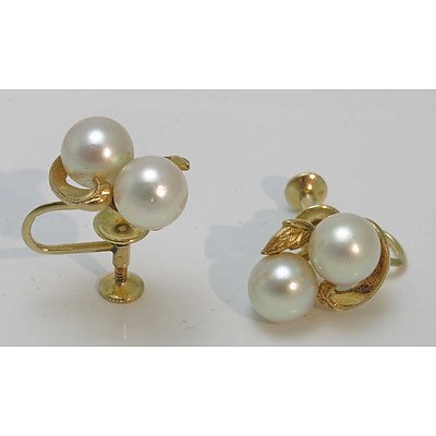 Mikimoto 14ct Gold Pearl Earrings