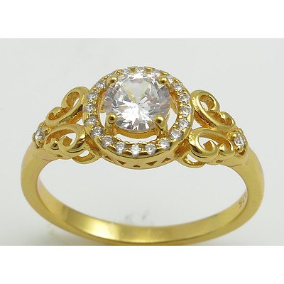 18ct Gold Plated Sterling Silver Cz Ring