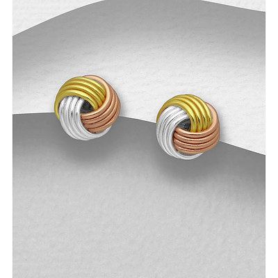 Sterling Silver Earrings - Yellow & Rose Gold Plated