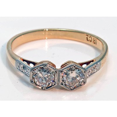 Vintage 18ct Gold Two-Stone Diamond Ring