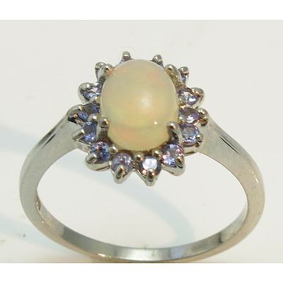 Sterling Silver Opal & Tanzanite Ring