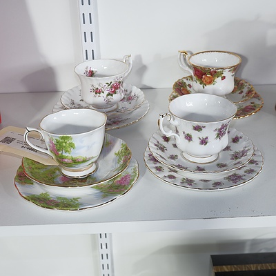Four Royal Albert Trios Including Old Country Roses